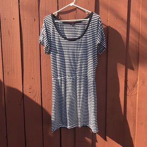 striped dress with scrunched waist